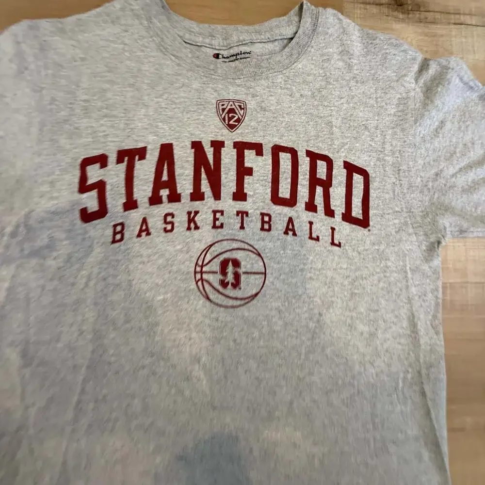 Champion Stanford Cardinal Basketball Pac-12 Heather Gray T-Shirt Small - Picture 2 of 6